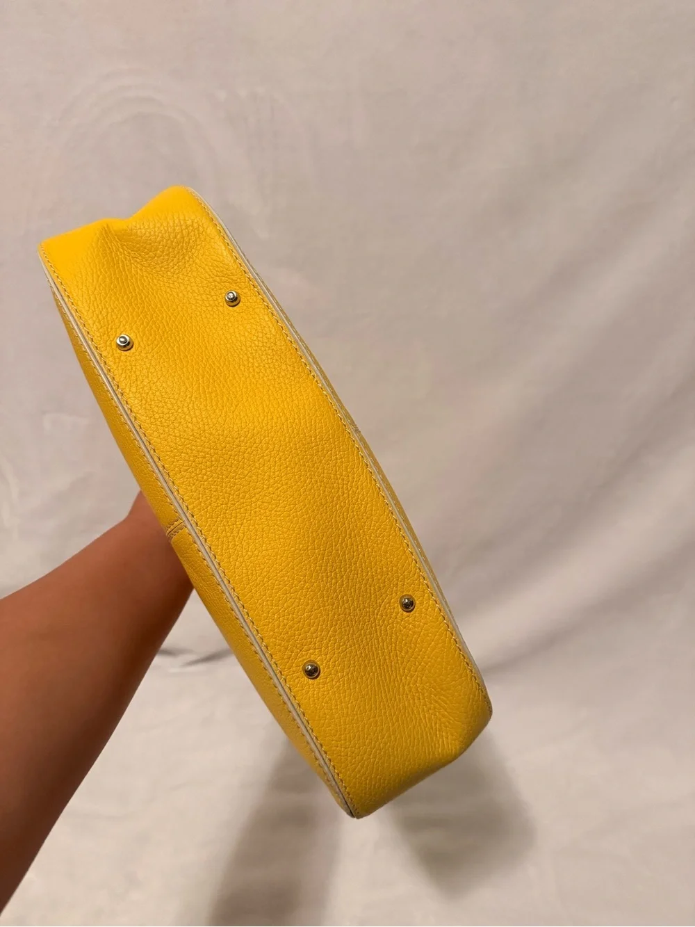 Tod's Miky Yellow Pebbled Leather Top Handle Shoulder Bag
